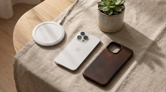 Refurbished smartphones displayed on a clean desk